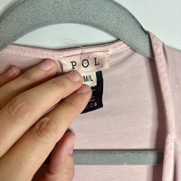 POL Pink Mauve Lace Detail Ruffle Boho Duster Cardigan Shawl Oversized Flowy M/L - Picture 2 of 6